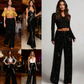 🎅LAST DAY SALE 50% OFF💖Women's Sequin Sparkle Wide Leg Pants with Elastic Waistband