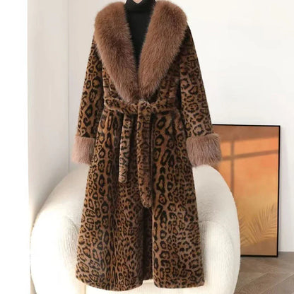 🧥Women's Leopard Print Fluffy Faux Fur Coat with Belt🔥🔥