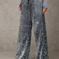 🎅LAST DAY SALE 50% OFF💖Women's Sequin Sparkle Wide Leg Pants with Elastic Waistband