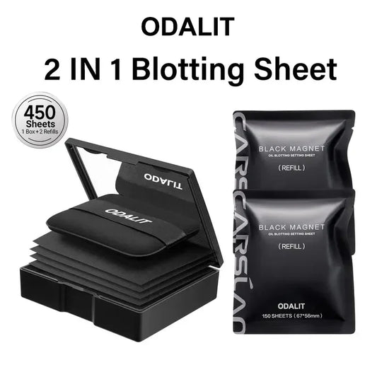 ⏰LAST DAY SALE 50% OFF!!💝Black Magnet Oil Blotting Setting Sheet With Powder More Control Oil Keep Fresh 2 IN 1 Blotting Sheet