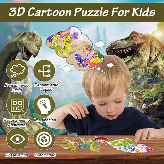 🦖 50% OFF! 🧩 EDUCATIONAL 3D PUZZLE - 57-Piece Cartoon Dinosaur Set with Vibrant Colors, Develops Creativity & Spatial Thinking for Ages 4+ 🎨✨