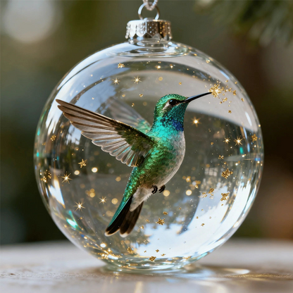 Nature's Bird Glass-Look Sphere Ornament
