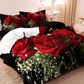 Romantic Red Rose Floral Duvet Cover Set