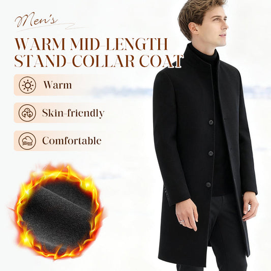 🔥Hot Sale 50% OFF🔥Men's Warm Mid-Length Stand-Collar Coat