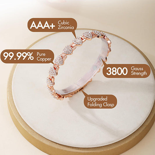 🎄Christmas Sale 50% OFF🔥Women's Dazzling Heart-Shaped Magnetic Copper Bracelets