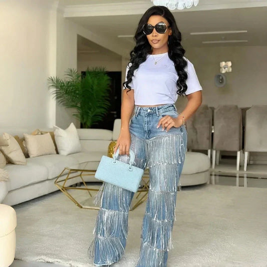 🔥Hot Sale Deals-Women's Sequin Tassels Jeans
