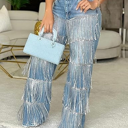 🔥Hot Sale Deals-Women's Sequin Tassels Jeans