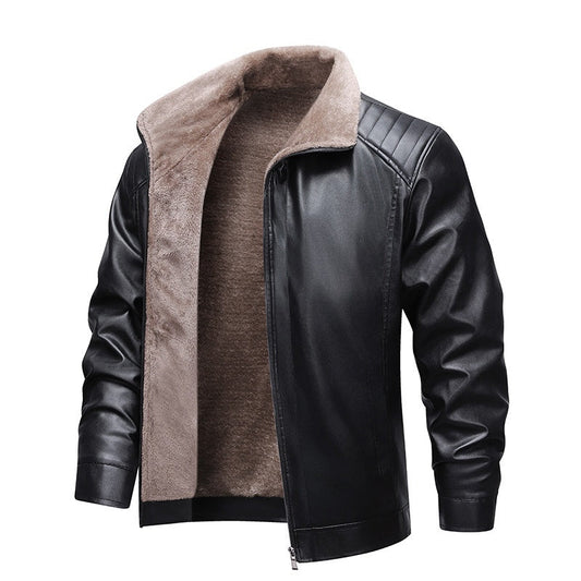 📢📢50 %  OFF !! ⏰Men's Winter PU Leather Jacket with Plush Lining