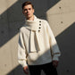 Men's Casual Ribbed Sweater with Detachable Scarf