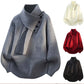 Men's Casual Ribbed Sweater with Detachable Scarf