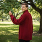 Men's Casual Ribbed Sweater with Detachable Scarf