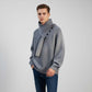 Men's Casual Ribbed Sweater with Detachable Scarf