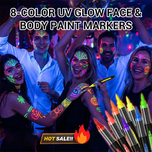 ❤️🧡8-Color UV Glow Face & Body Paint Markers💙💜