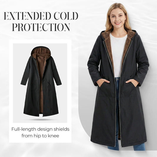 🔥Women’s Vintage Fuzzy-Lined Long Coat With Hood