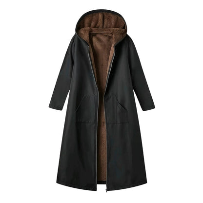 🔥Women’s Vintage Fuzzy-Lined Long Coat With Hood