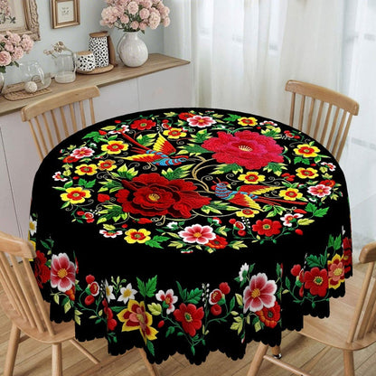 💖Mexican Floral Tablecloth with Scalloped Edge