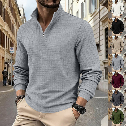 Men's Quarter-Zip Jacquard Pullover Sweatshirt