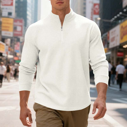 Men's Quarter-Zip Jacquard Pullover Sweatshirt