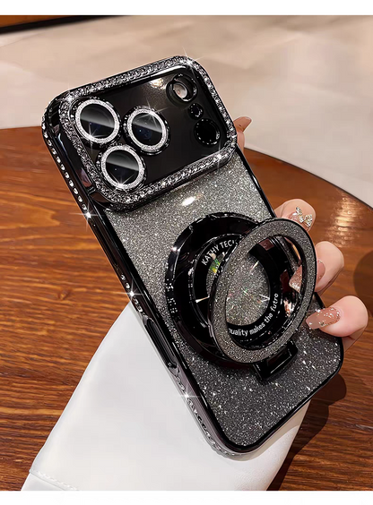iPhone Rhinestone Glitter Magnetic Stand Premium Case